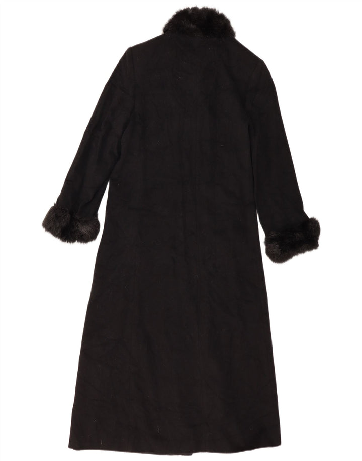 Marks & Spencer Damen Langer Mantel UK 16 Large Schwarz Schurwolle