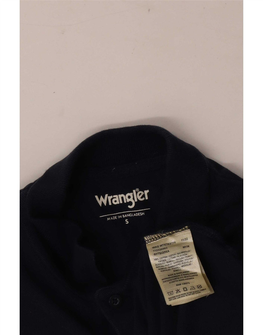 Wrangler Mens Polo Shirt Small Navy Blue Cotton