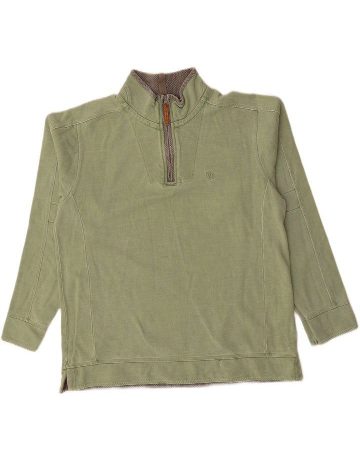 Fat Face Herren-Sweatshirt mit Reißverschluss am Hals, groß, Khaki, Baumwolle