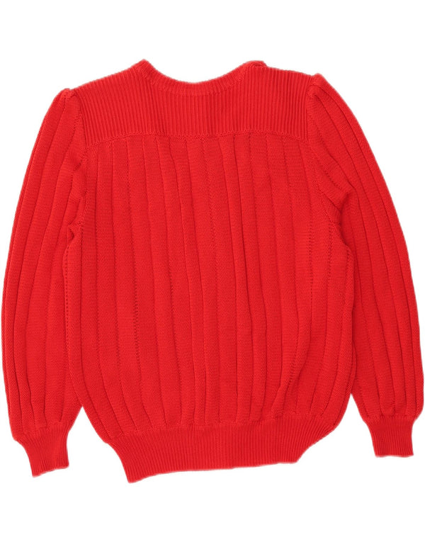 Vintage Damen Cardigan Pullover IT 46 Große rote Baumwolle