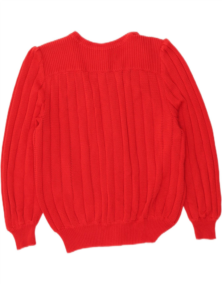 Vintage Damen Cardigan Pullover IT 46 Große rote Baumwolle