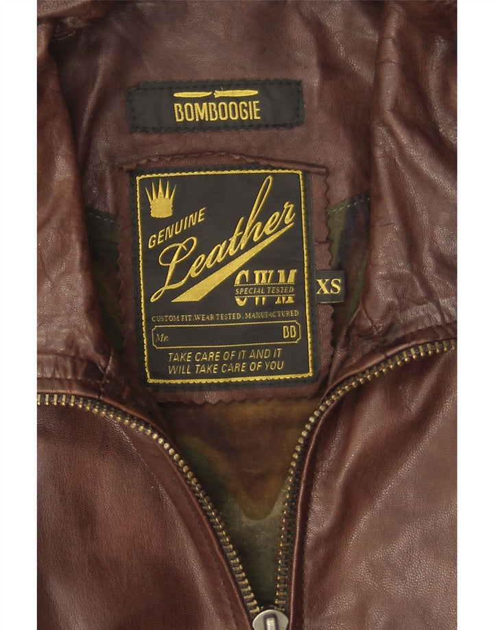 Bomboogie Herren Lederjacke UK 34 XS Braunes Leder