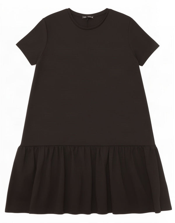 Zara Damen-Stufenkleid UK 10 Small Schwarz Polyester