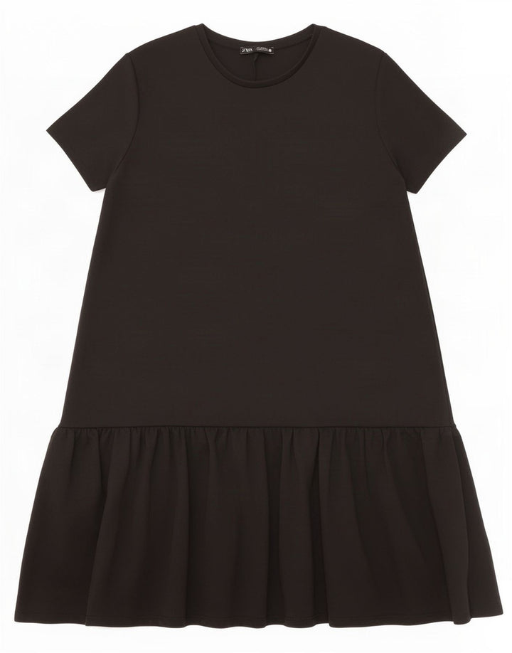 Zara Damen-Stufenkleid UK 10 Small Schwarz Polyester