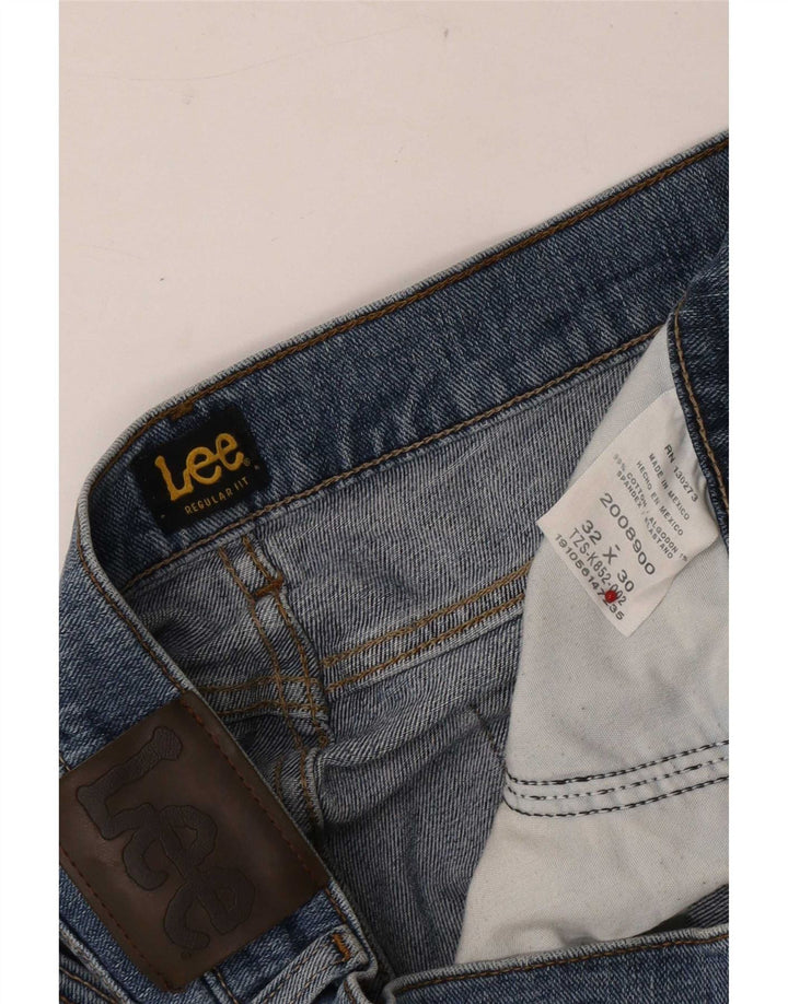 Lee Herren Distressed Regular Fit Straight Jeans W32 L30 Blaue Baumwolle