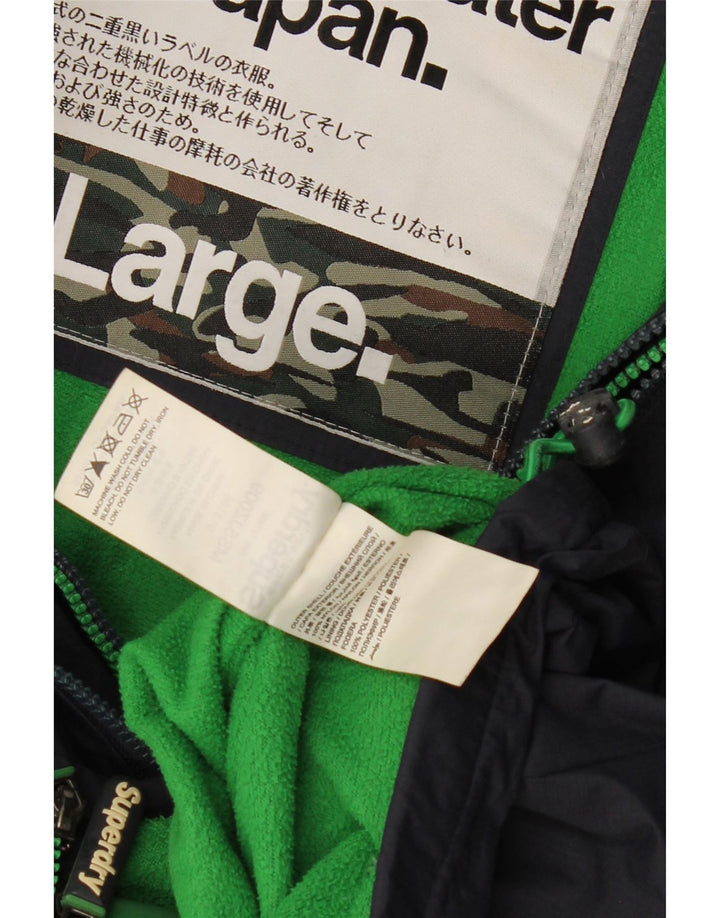 SUPERDRY Damen-Windbreakerjacke mit Kapuze, UK 16, Größe L, Marineblau, Polyester