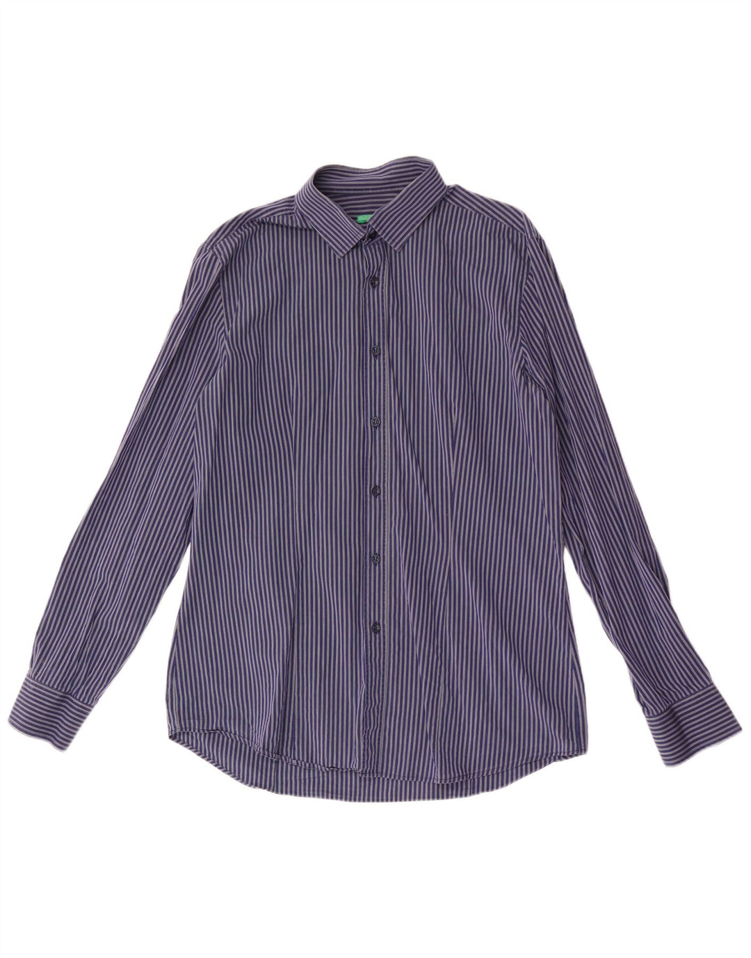 BENETTON Herren-Hemd, mittelgroß, marineblau, Nadelstreifen