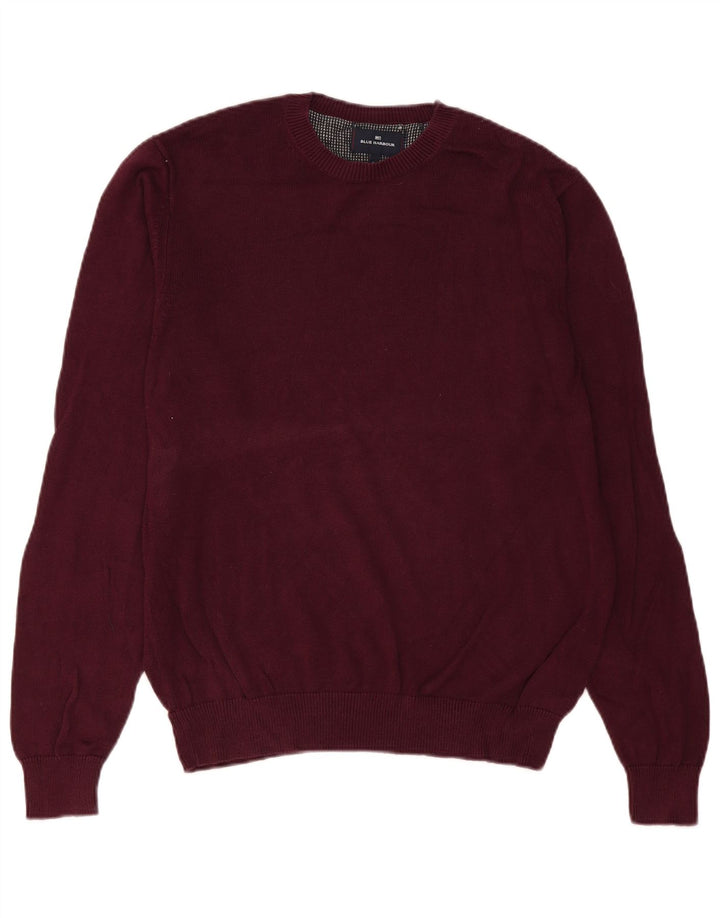 Marks & Spencer Herren-Pullover mit Rundhalsausschnitt, mittlerer burgunderroter Baumwolle