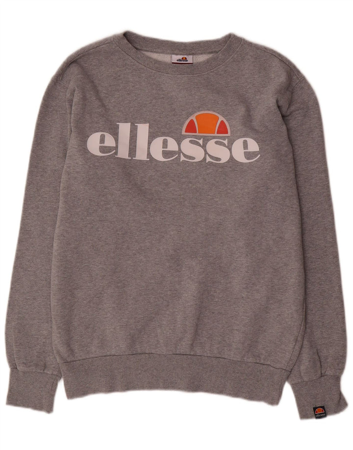 Ellesse Womens Graphic Oversized Sweatshirt Pullover UK 8 Small Grau Baumwolle