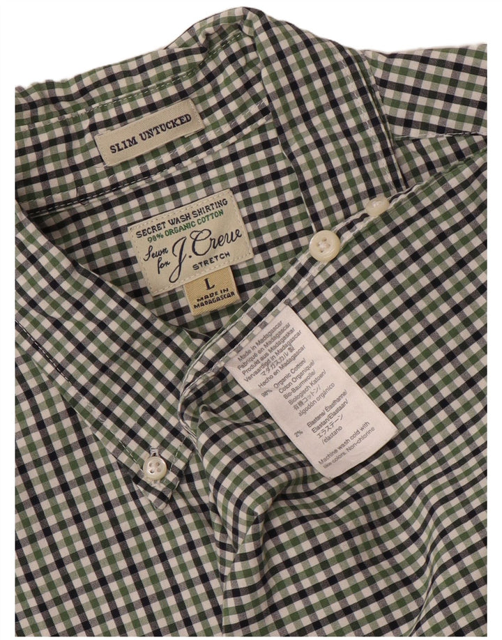 J. CREW Slim-Hemd für Herren, groß, grün, Gingham-Baumwolle