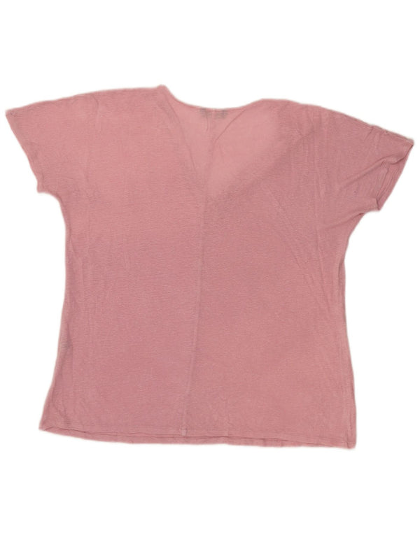 Massimo Dutti Damen T-Shirt Top UK 16 Large Pink Meliert