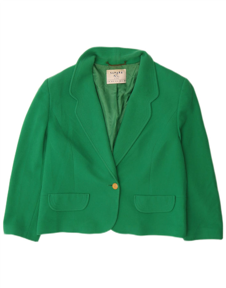 Separa Fink Damen 1-Knopf-Blazerjacke UK 18 XL Grüne Wolle