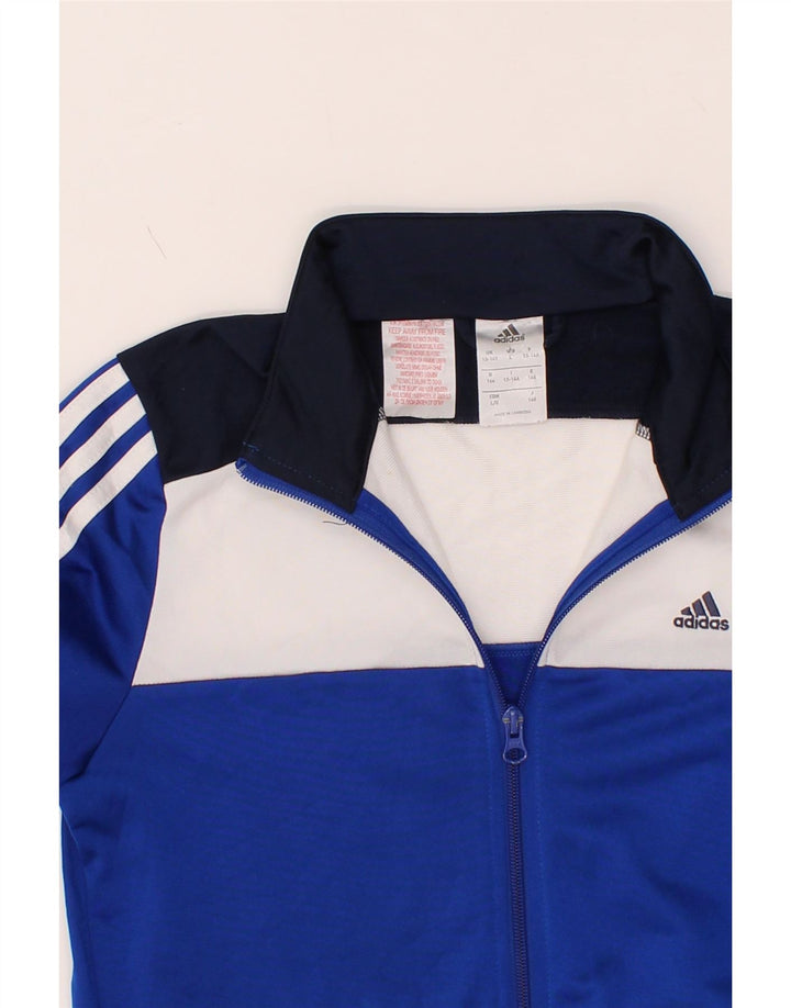 ADIDAS Boys Tracksuit Top Jacket 13-14 Years  Blue Colourblock Polyester Vintage Adidas and Second-Hand Adidas from Messina Hembry 