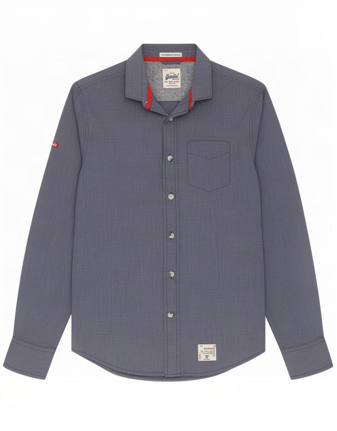 Superdry Herrenhemd mittelblaue Baumwolle