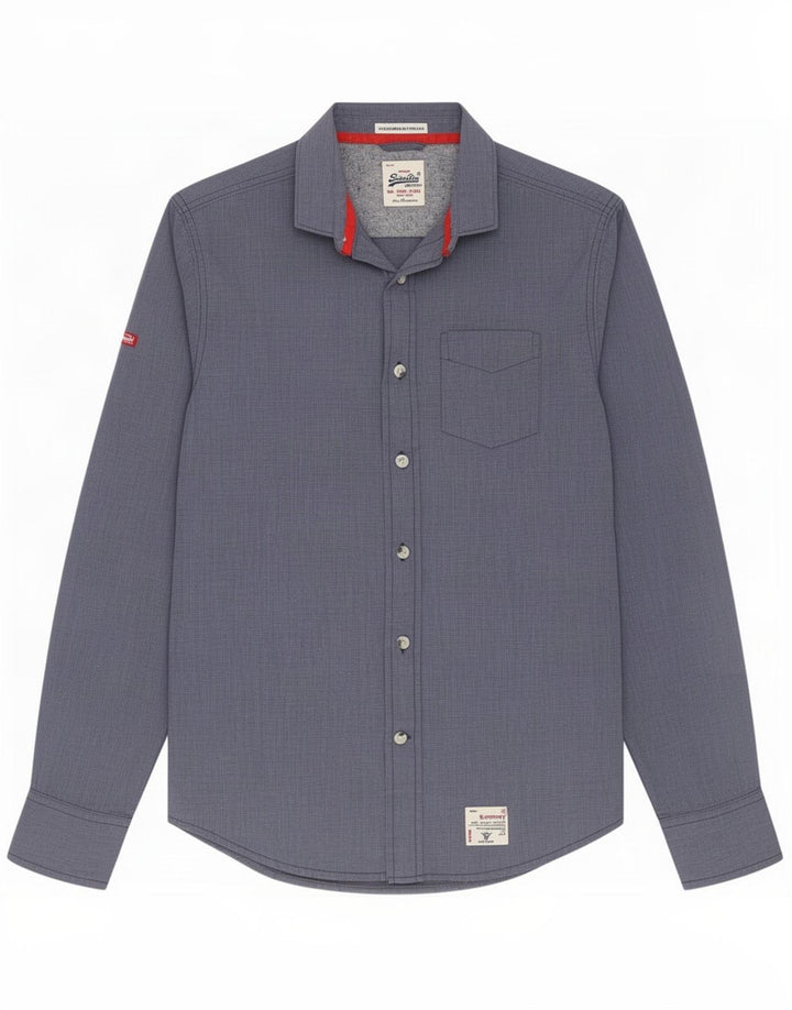 Superdry Herrenhemd mittelblaue Baumwolle