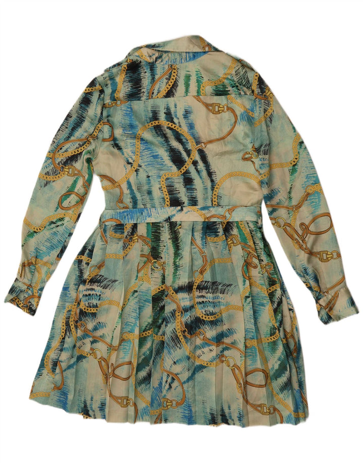 Guess By Marciano Damen-A-Linien-Kleid mit abstraktem Muster, US 6, Mittelblau