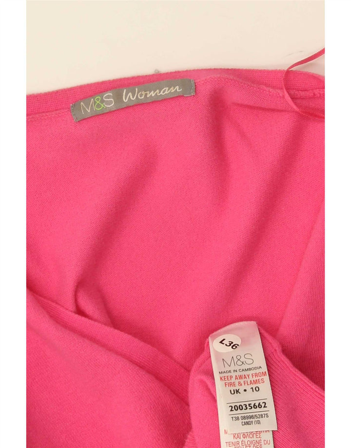Marks & Spencer Damen-Strickjacke, Gr. 10, Größe S, Rosa, Baumwolle
