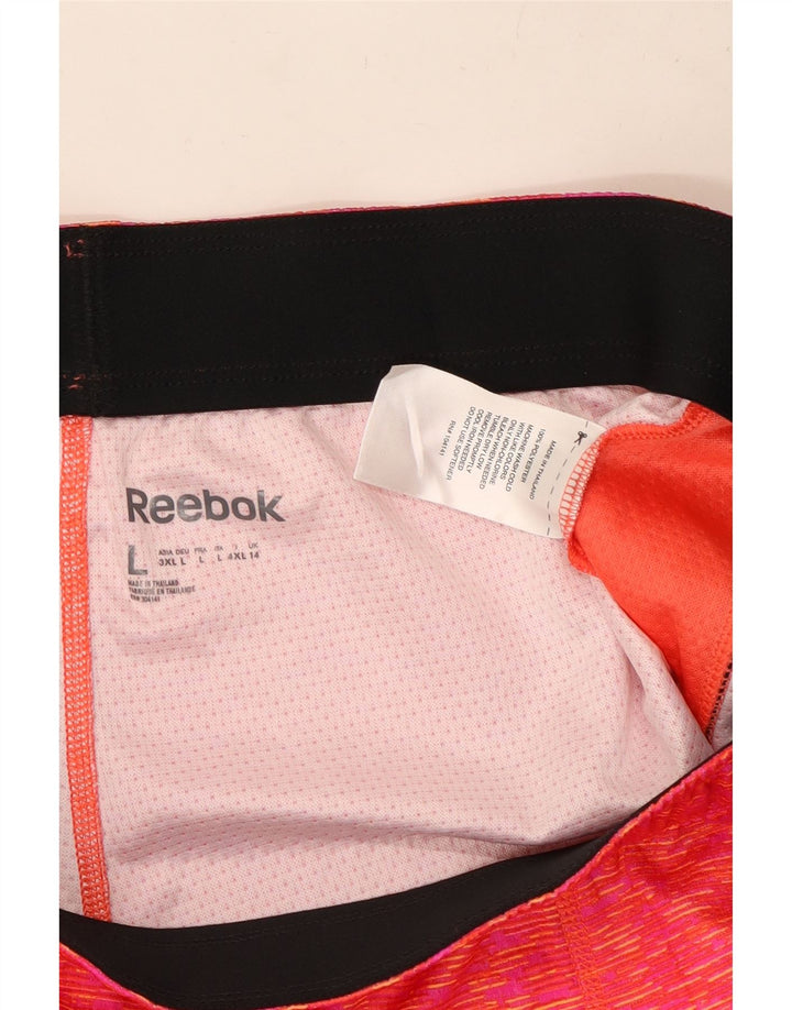 Reebok Damen Sportshorts UK 14 Großes rosa meliertes Polyester