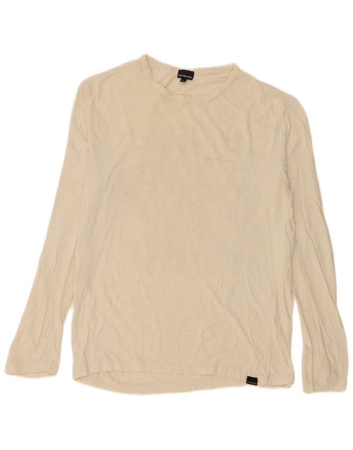 Calvin Klein Jeans Herren Grafik-Oberteil, langärmelig, mittelbeige Baumwolle
