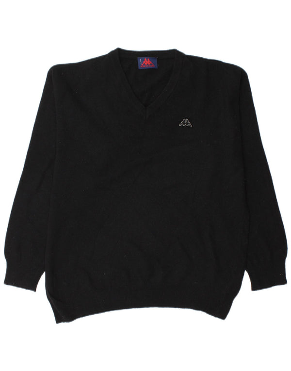 Kappa Herren-Pullover mit V-Ausschnitt, groß, schwarze Wolle