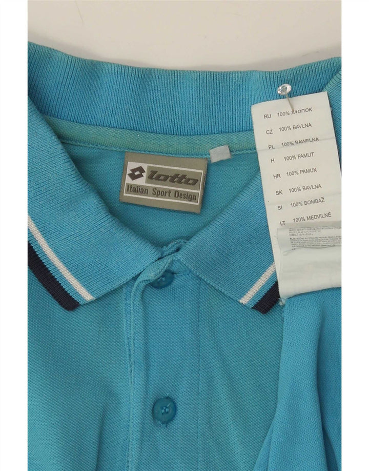 Lotto Herren-Poloshirt aus mittelblauer, gestreifter Baumwolle