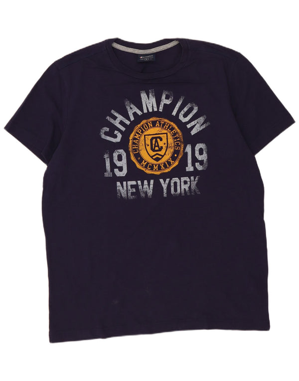 Champion Herren-T-Shirt „New York“ mit Grafik, groß, marineblau, Baumwolle