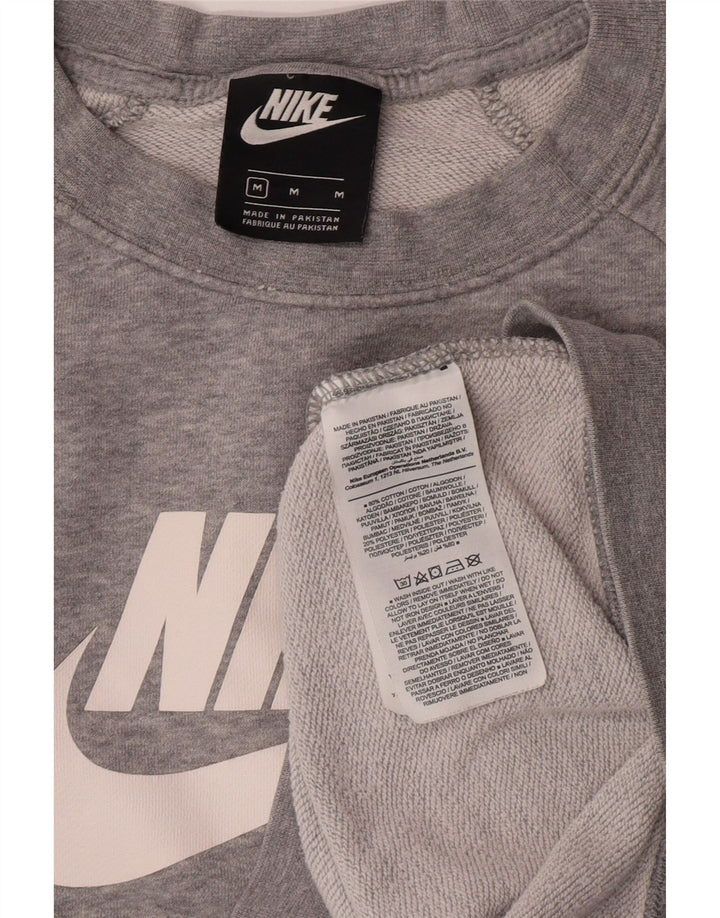 Nike Womens Graphic Sweatshirt Pullover UK 14 Mittelgrau gefleckte Baumwolle