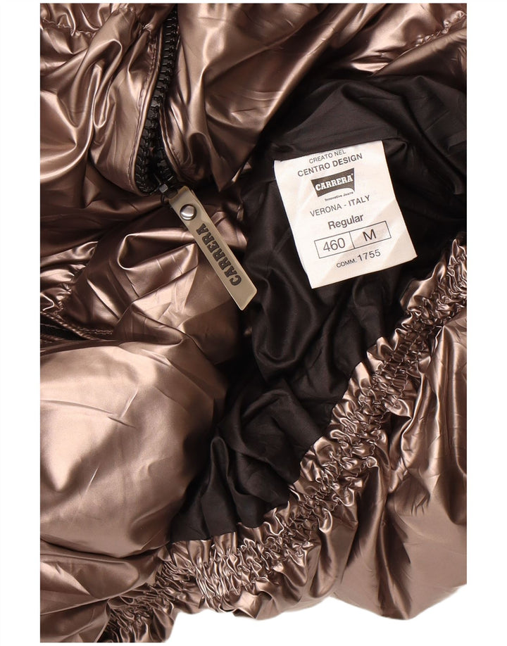 Carrera Womens Crop Hooded Wattierte Jacke UK 14 Medium Gold Polyester