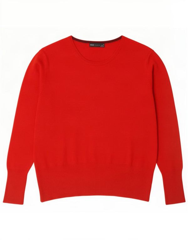 Marks & Spencer Damen-Pullover mit U-Boot-Ausschnitt, UK 22 3XL, rote Viskose
