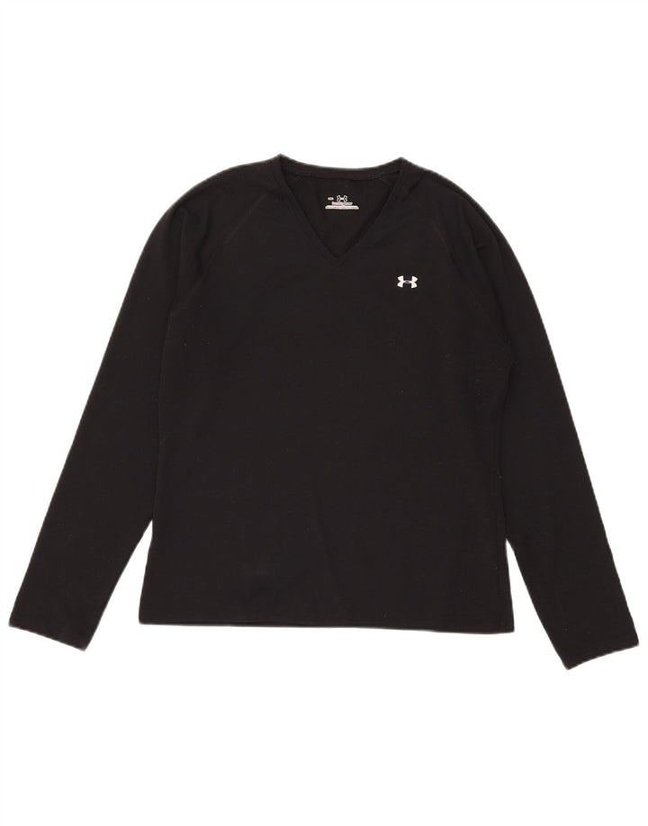 Under Armour Damen Top Langarm UK 12 Medium Schwarz Polyester