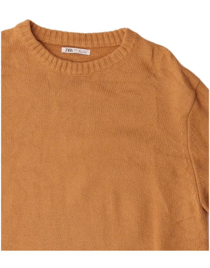 Zara Herren-Pullover mit Rundhalsausschnitt, Mittelgelb