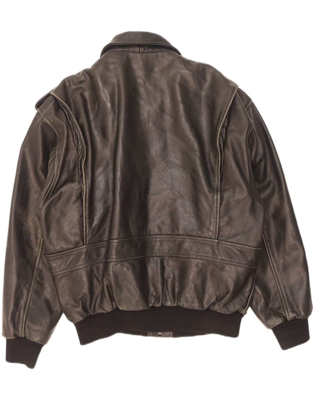 Vintage Herren Militärlederjacke UK 42 XL Schwarz