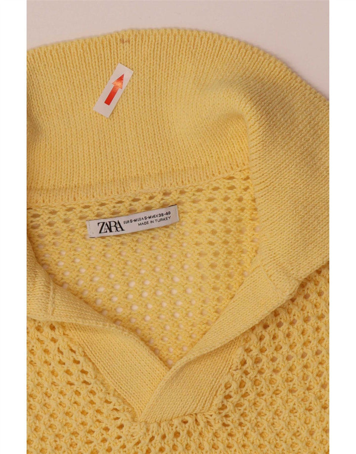 Zara Herren-Pullover mit Rollkragen, durchsichtig, klein, gelb gestreift