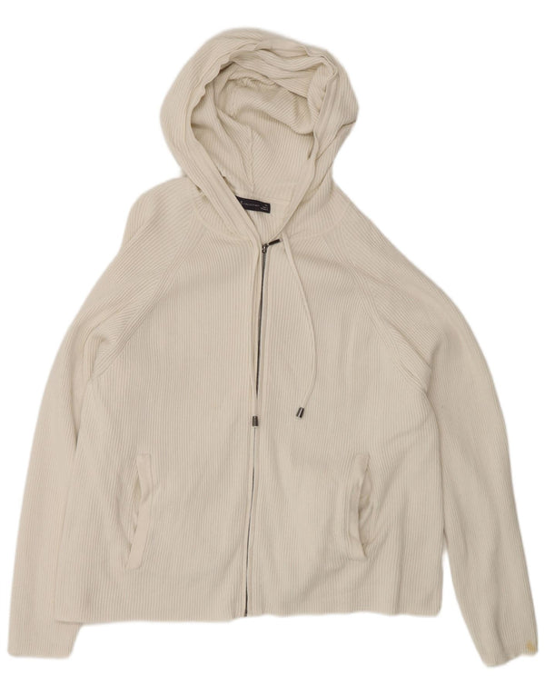 Marks & Spencer Damen-Cardigan mit Kapuze, Gr. 18, XL, cremefarbene Baumwolle