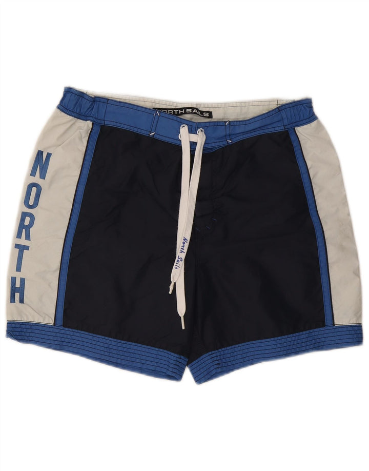 North Sails Herren-Badeshorts mit Grafik, mittelgroß, Marineblau, Farbblock