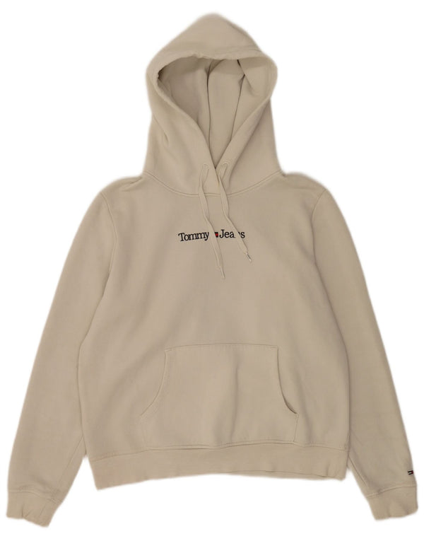 Tommy Hilfiger Herren-Kapuzenpullover mit Grafik, Größe S, cremefarbene Baumwolle