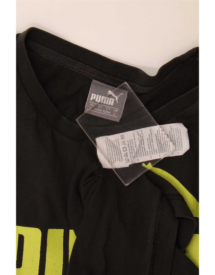 Puma Herren T-Shirt mit Grafik, groß, aus schwarzer Baumwolle