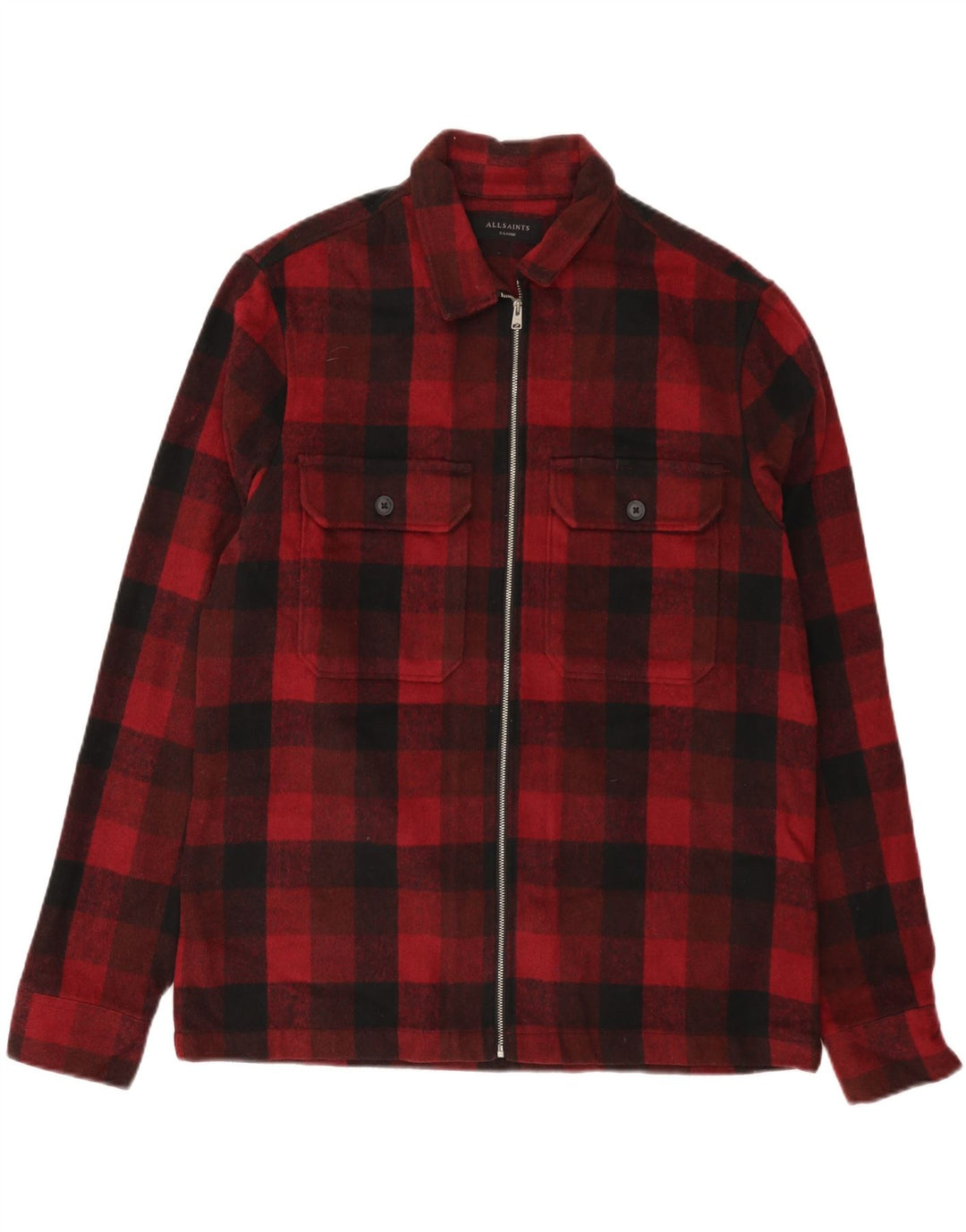 ALL SAINTS Herren Overshirt Flanellhemd XL Rot Gingham Polyester