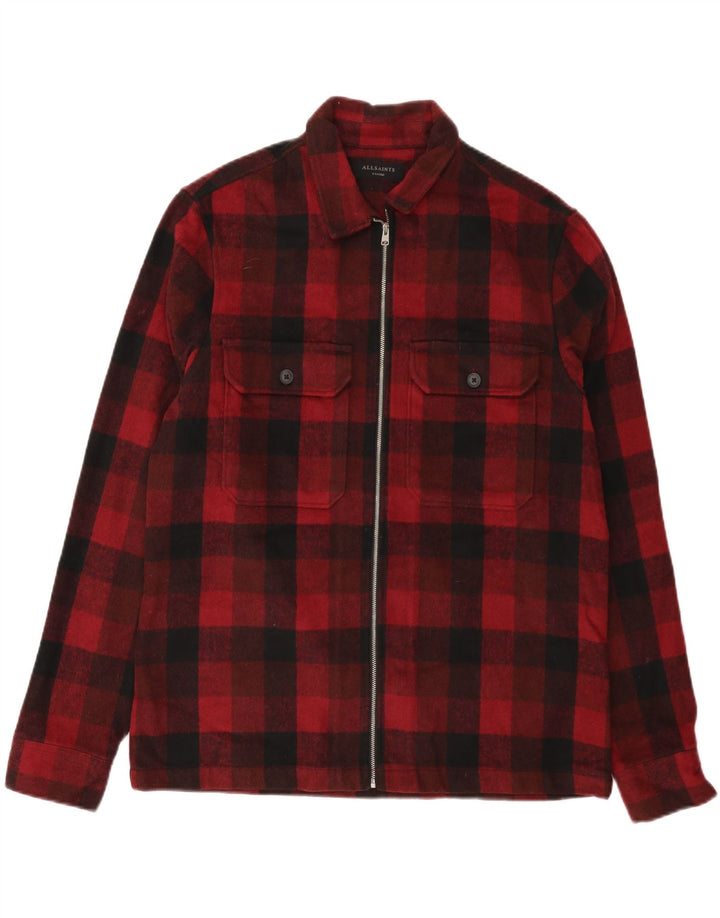 ALL SAINTS Herren Overshirt Flanellhemd XL Rot Gingham Polyester