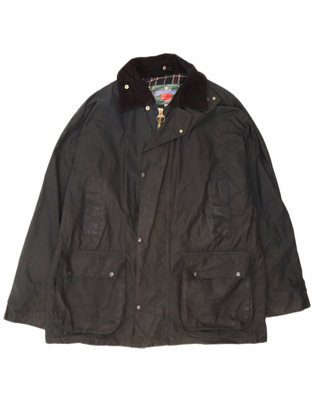 Miller & Simons Herrenjacke aus gewachster Baumwolle, UK 42 XL, Schwarz