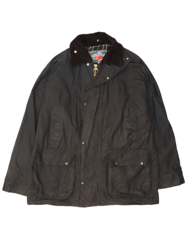 Miller & Simons Herrenjacke aus gewachster Baumwolle, UK 42 XL, Schwarz