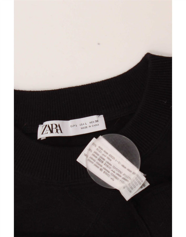Zara Damen Crop Oversized Sweatshirt Pullover UK 16 Large Marineblaue Viskose
