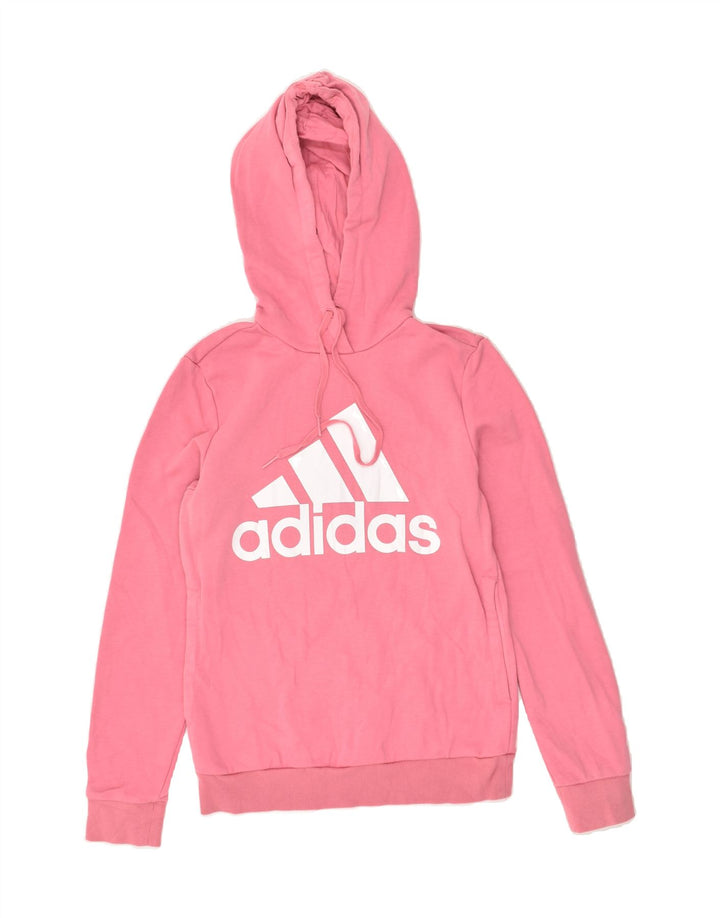 ADIDAS Womens Graphic Hoodie Jumper UK 4/6 XS Pink Cotton | Vintage Adidas | Thrift | Second-Hand Adidas | Used Clothing | Messina Hembry 