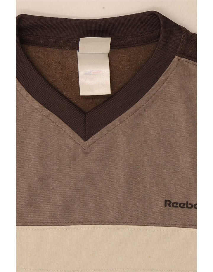 Reebok Herren T-Shirt Top Small Braun Colourblock