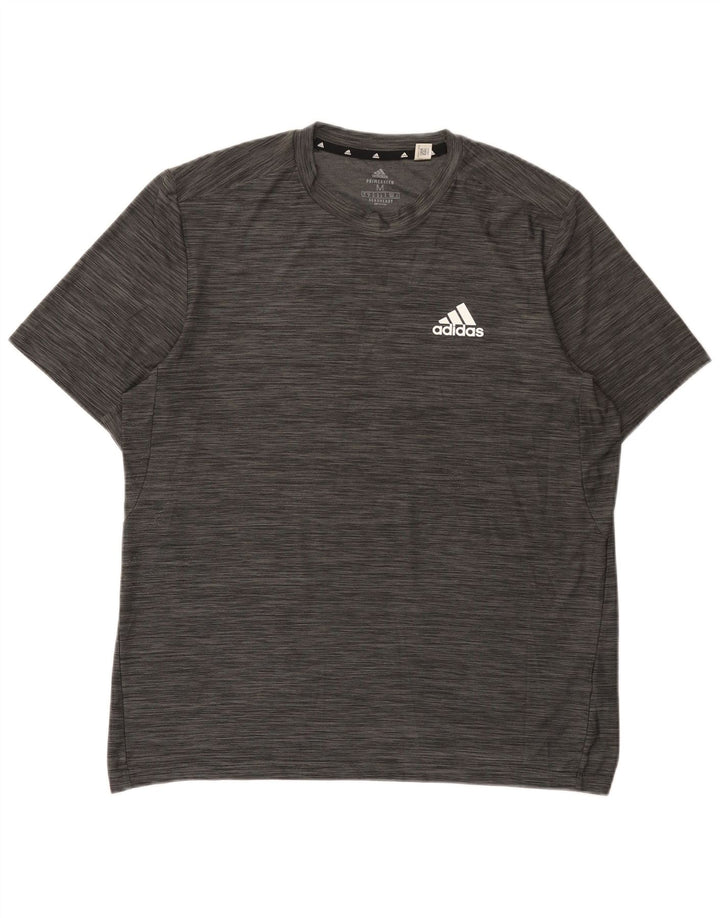 Adidas Herren Aeroready T-Shirt Top Mittelgrau geflecktes Polyester