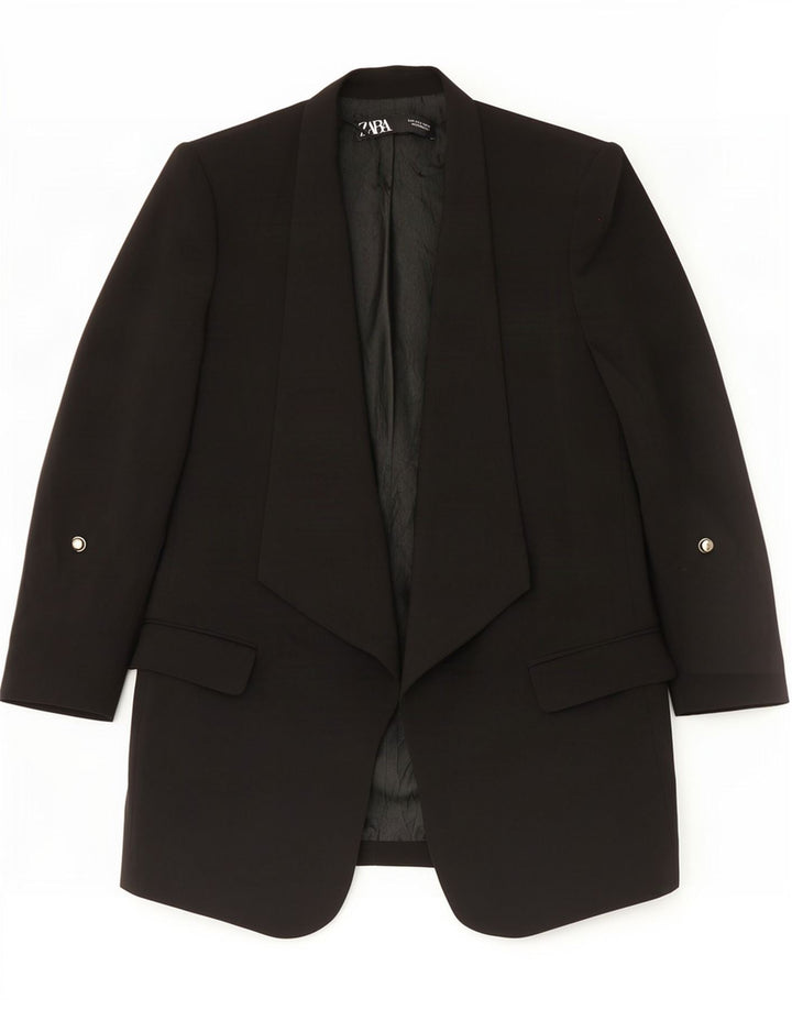 Zara Womens Open Blazer Jacke UK 10 Small Black Polyester