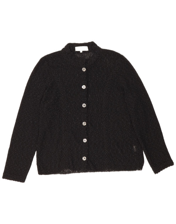 Vintage Damen Durchsichtiger Cardigan Pullover IT 50 XL Schwarz Acryl