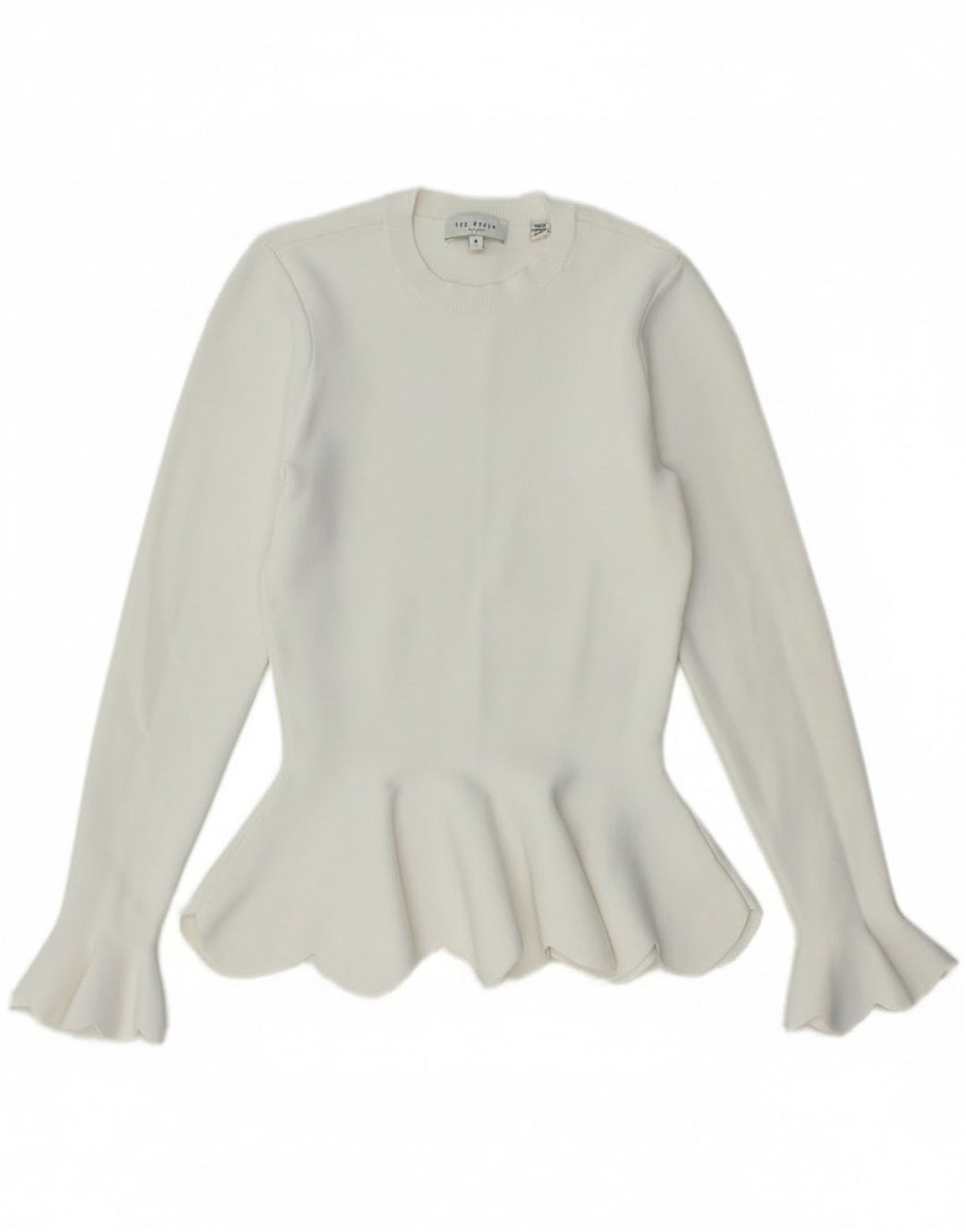 Ted Baker Damen-Pullover mit Rundhalsausschnitt, Größe 0 2XS, weiße Viskose