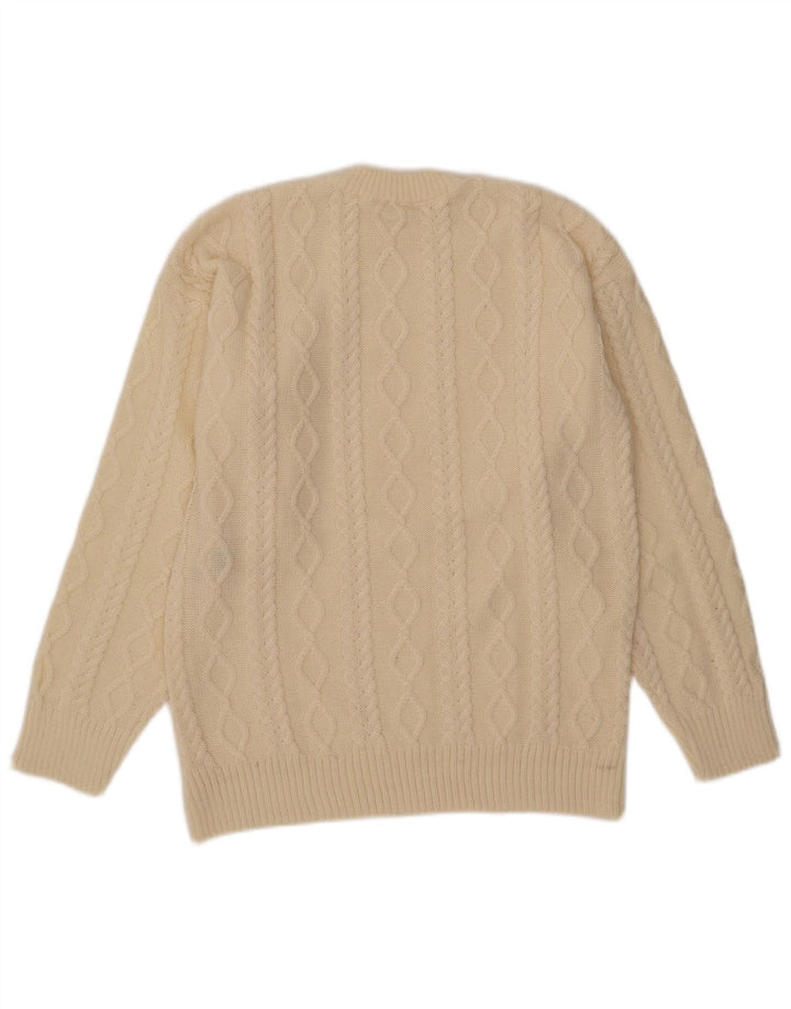 Vintage Herren Rundhalspullover Pullover Small Beige