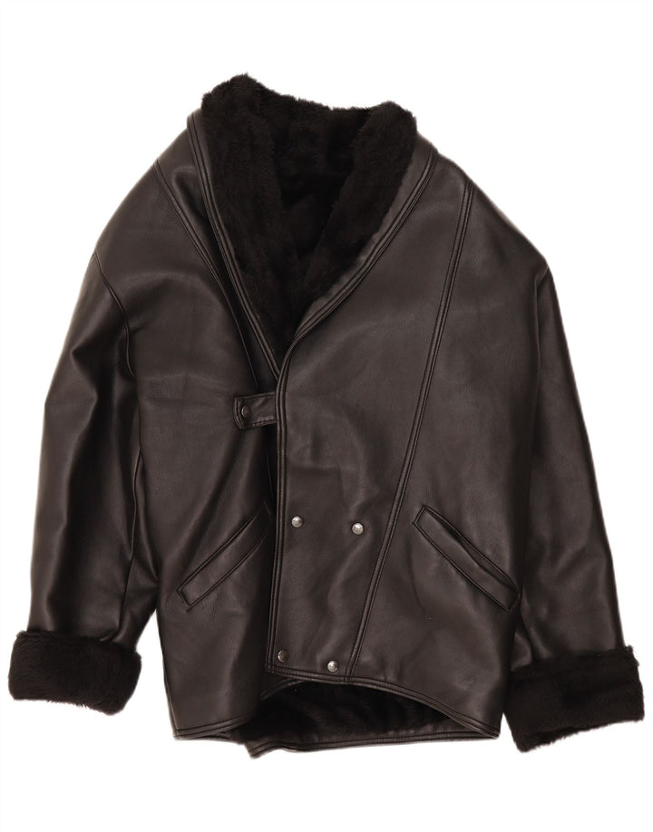 Vintage Herren Shearling Jacke IT 38 Medium Black Shearling